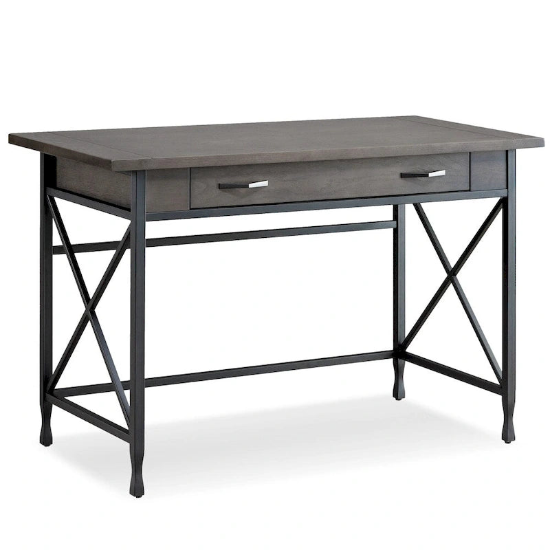 Grey 1 Drawer Metal and Wood Writing/Computer Desk