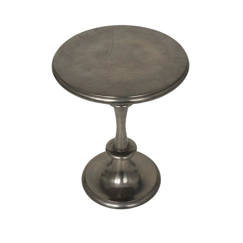 Aluminum Metal Turned Style Accent Table - Black - Roche River Decor - 18 W x 18 L x 23 H