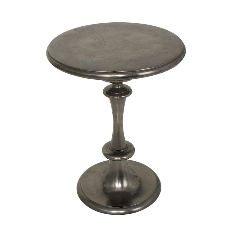 Aluminum Metal Turned Style Accent Table - Black - Roche River Decor - 18 W x 18 L x 23 H