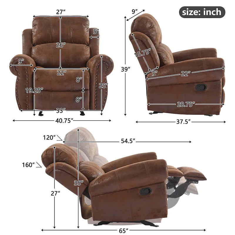 Charlie Bonded Leather Glider Recliner by Christopher Knight Home