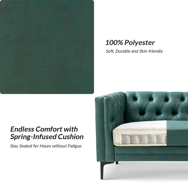 Calymne 84  Classic Square Arms Sofa with Button-Tufted Back by HULALA HOME