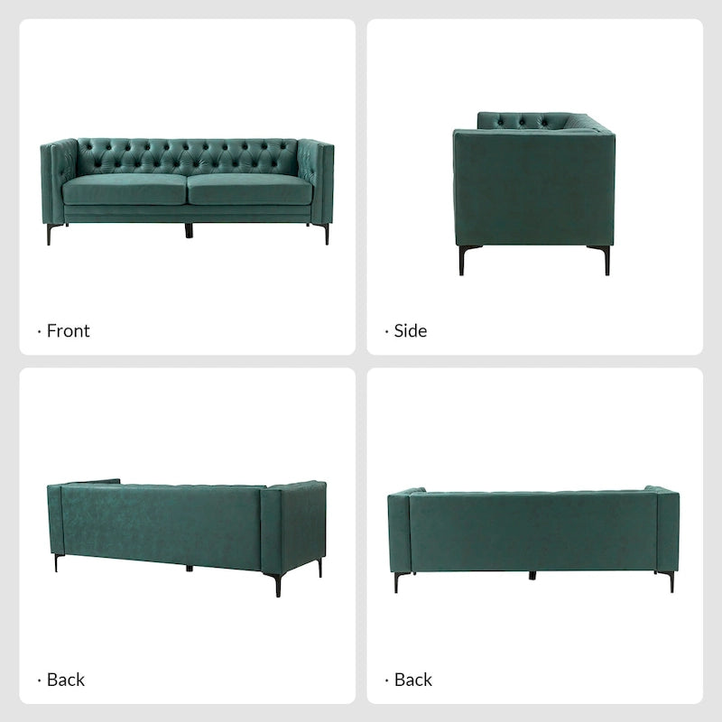 Calymne 84  Classic Square Arms Sofa with Button-Tufted Back by HULALA HOME