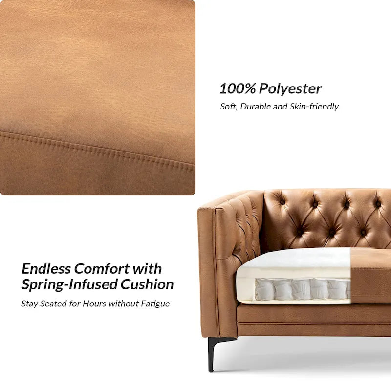 Calymne 84  Classic Square Arms Sofa with Button-Tufted Back by HULALA HOME