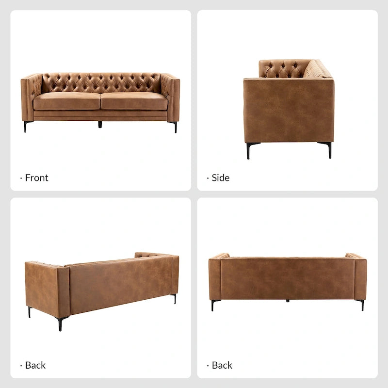 Calymne 84  Classic Square Arms Sofa with Button-Tufted Back by HULALA HOME