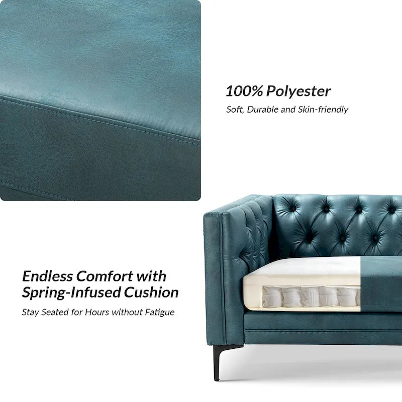Calymne 84  Classic Square Arms Sofa with Button-Tufted Back by HULALA HOME