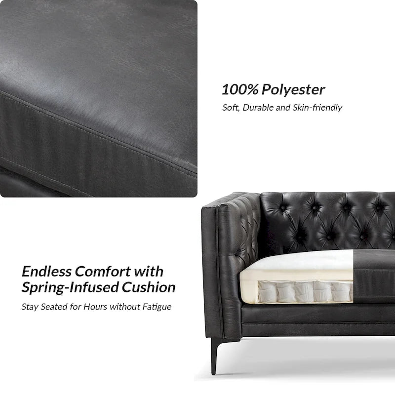 Calymne 84  Classic Square Arms Sofa with Button-Tufted Back by HULALA HOME