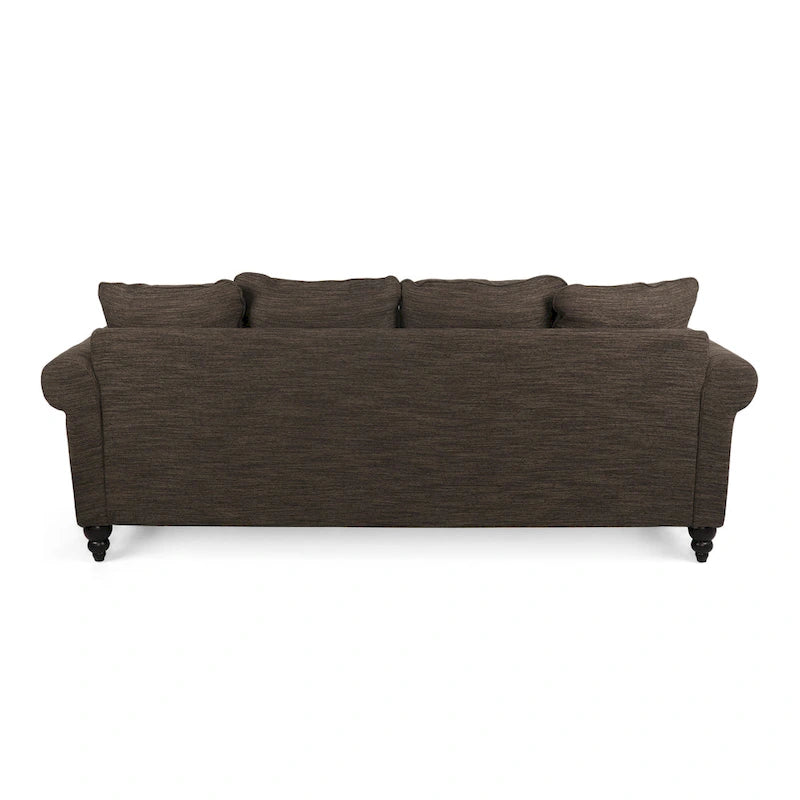 Manbow Fabric Pillowback 3 Seater Sofa with Nailhead Trim by Christopher Knight Home