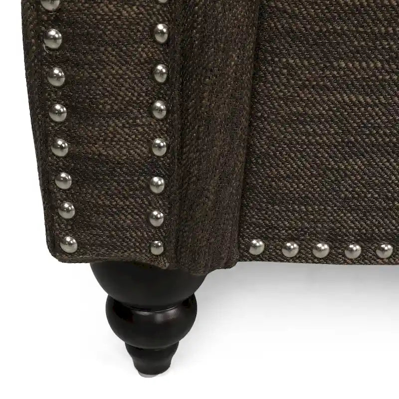 Manbow Fabric Pillowback 3 Seater Sofa with Nailhead Trim by Christopher Knight Home