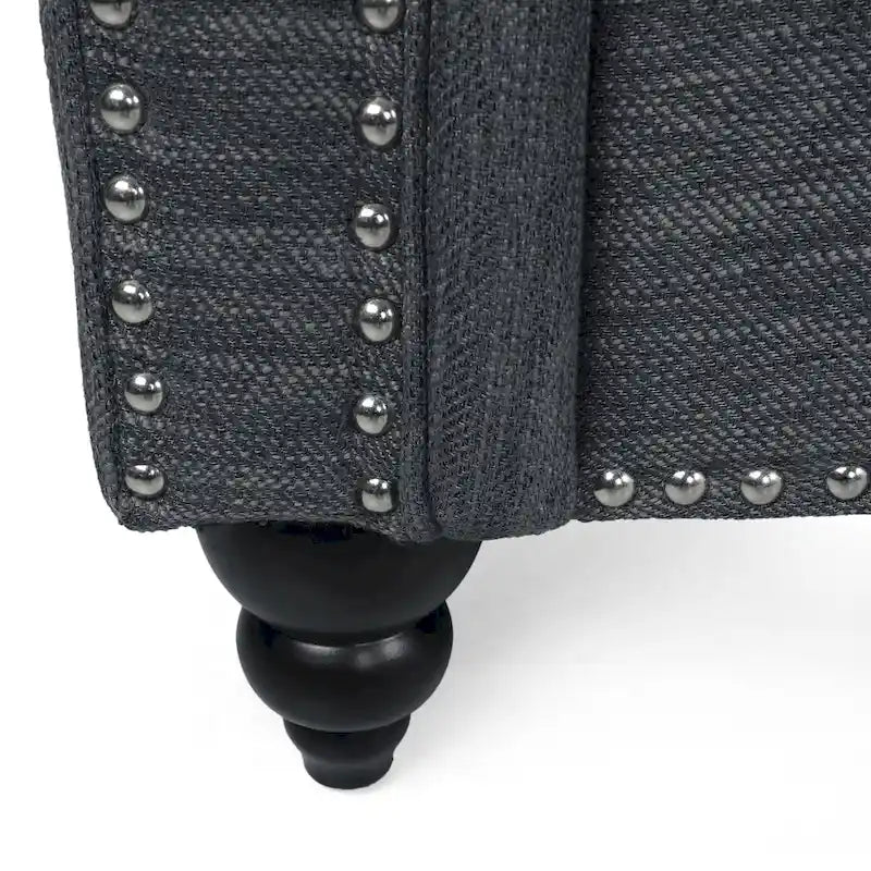 Manbow Fabric Pillowback 3 Seater Sofa with Nailhead Trim by Christopher Knight Home