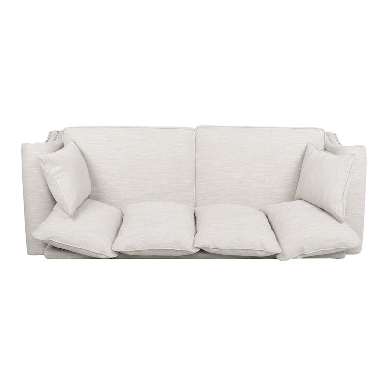 Manbow Fabric Pillowback 3 Seater Sofa with Nailhead Trim by Christopher Knight Home
