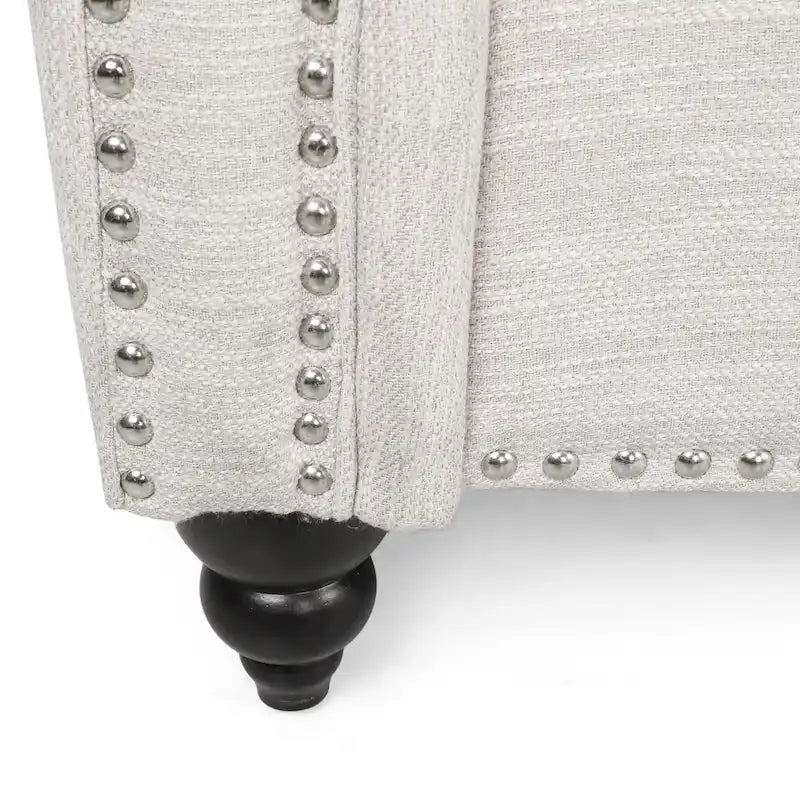 Manbow Fabric Pillowback 3 Seater Sofa with Nailhead Trim by Christopher Knight Home