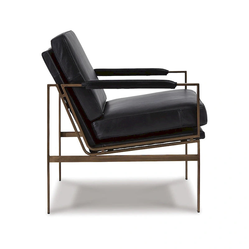 Signature Design by Ashley Puckman Mid Century Modern Leather Accent Chair - 29  W x 31.5  D x 34.25  H