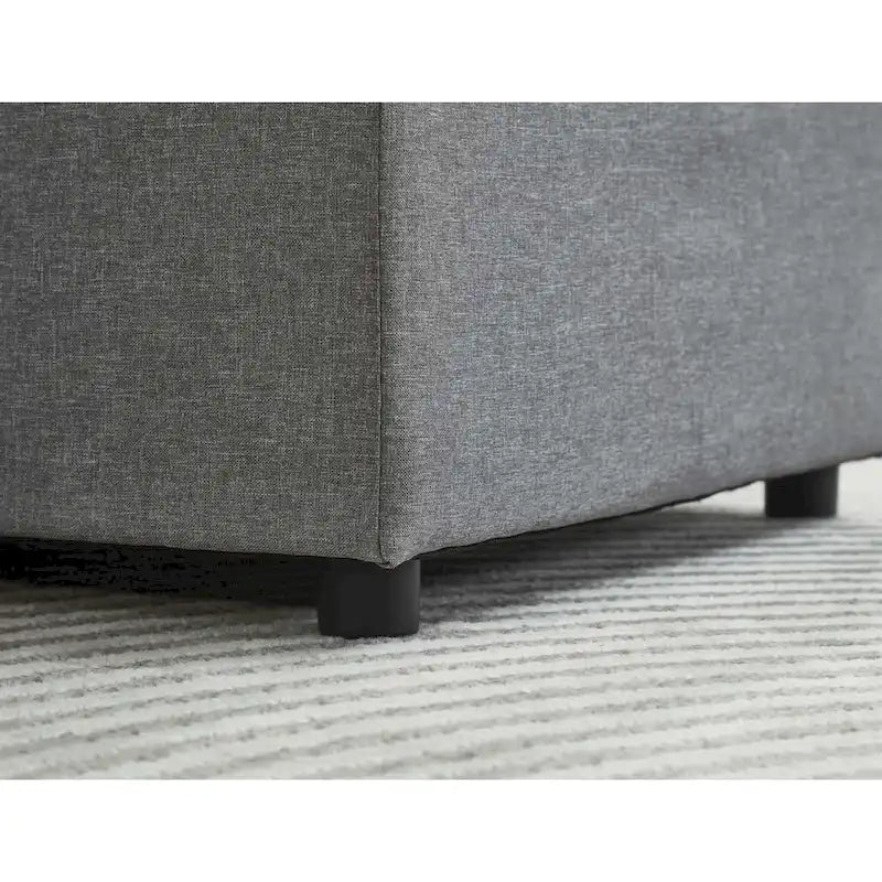 Linen Sectional Sofa Reversible Chaise with Pull out Sleeper