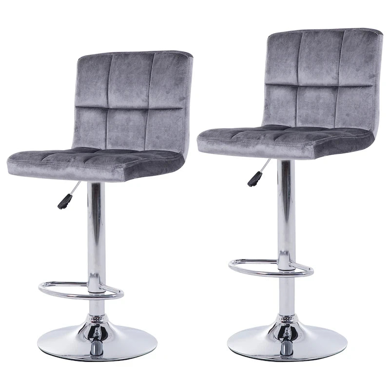 Faux Leather or Velvet Upholstered Adjustable Barstools Counter Bar Pub Height Stools set of 2