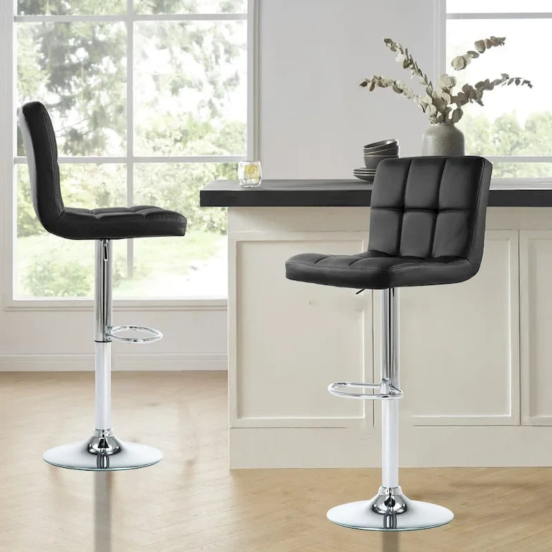 Faux Leather or Velvet Upholstered Adjustable Barstools Counter Bar Pub Height Stools set of 2