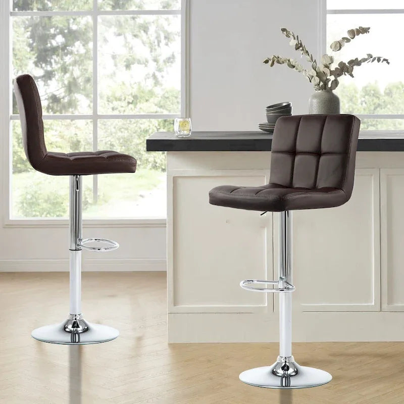 Faux Leather or Velvet Upholstered Adjustable Barstools Counter Bar Pub Height Stools set of 2