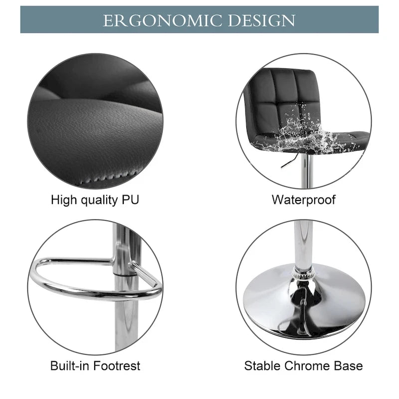 Faux Leather or Velvet Upholstered Adjustable Barstools Counter Bar Pub Height Stools set of 2