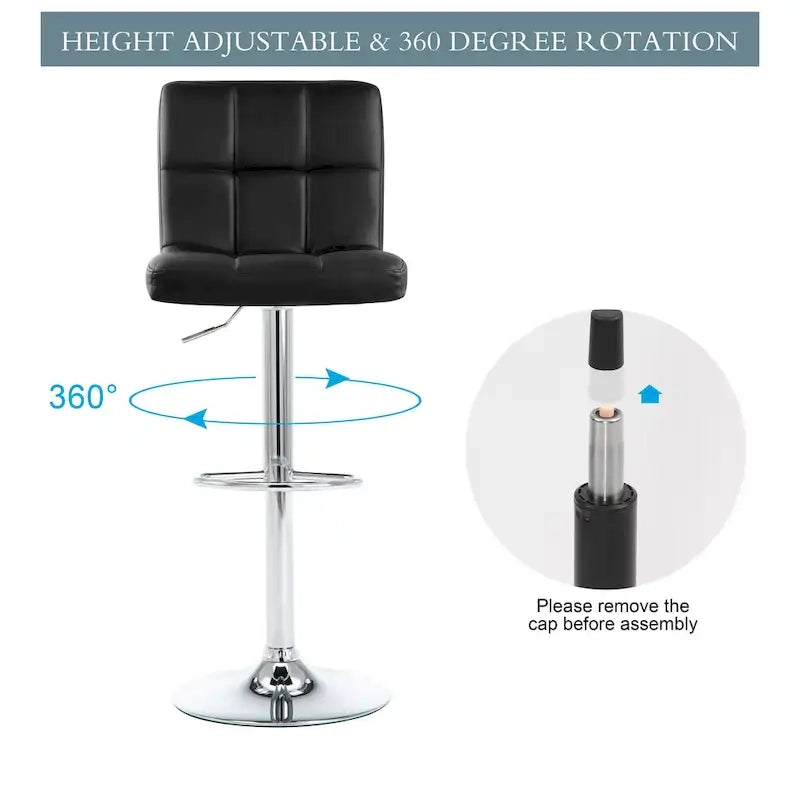 Faux Leather or Velvet Upholstered Adjustable Barstools Counter Bar Pub Height Stools set of 2