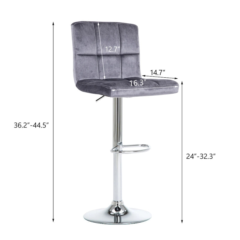 Faux Leather or Velvet Upholstered Adjustable Barstools Counter Bar Pub Height Stools set of 2