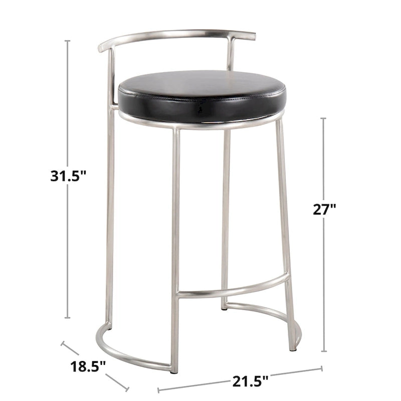 Silver Orchid Forrest Round Fixed-Height Counter Stool (Set of 2)