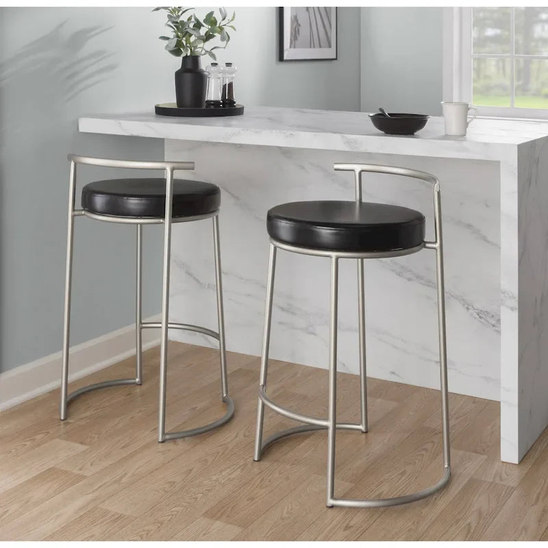Silver Orchid Forrest Round Fixed-Height Counter Stool (Set of 2)