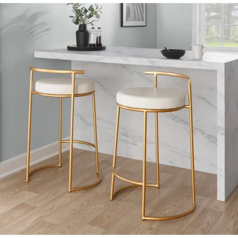 Silver Orchid Forrest Round Fixed-Height Counter Stool (Set of 2)