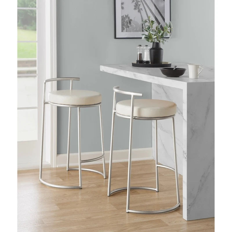 Silver Orchid Forrest Round Fixed-Height Counter Stool (Set of 2)
