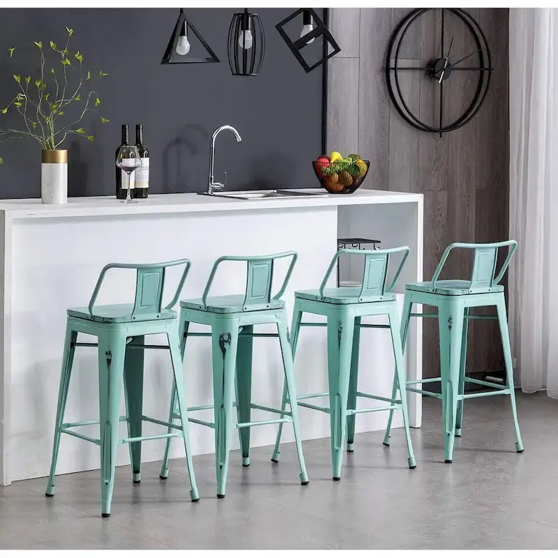 Andeworld Bar Stools 24 Inches Metal bar stools with backs Set of 4