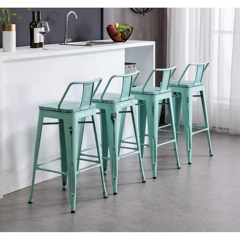 Andeworld Bar Stools 24 Inches Metal bar stools with backs Set of 4