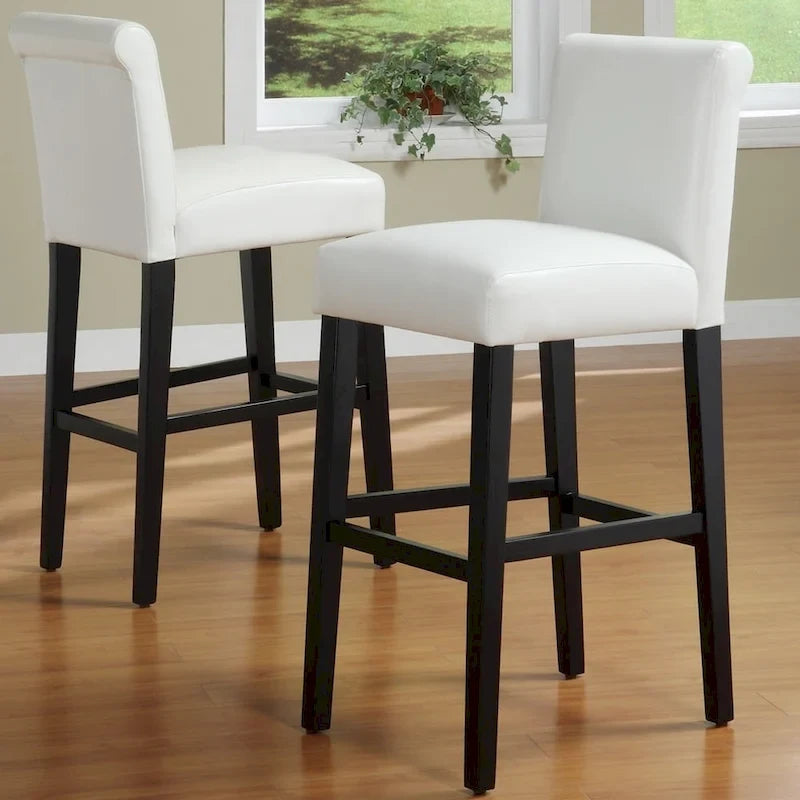 Bennett White Faux Leather 29-inch High Back Bar Stools (Set of 2) by iNSPIRE Q Bold
