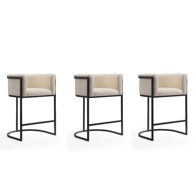 Manhattan Comfort Cosmopolitan 33.8 in. Black Metal Counter Height Bar Stool (Set of 3)