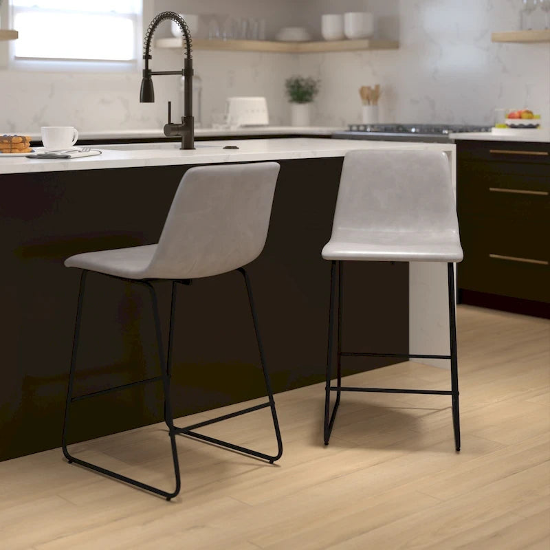 Upholstered Counter Height Modern Dining Stools (Set of 2)