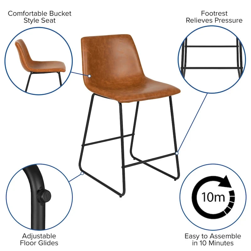 Upholstered Counter Height Modern Dining Stools (Set of 2)