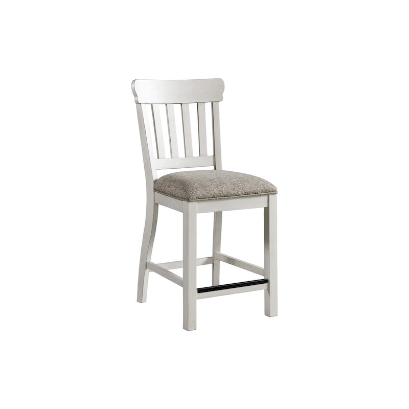 Drake Two-Toned Rustic White and Oak Slat Back Counter Height Barstool (Set of 2)