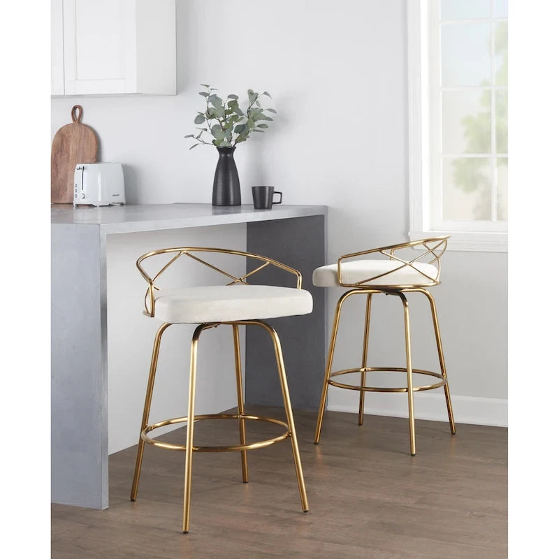 Silver Orchid Charlotte Glam 26  Fixed-Height Counter Stool (Set of 2)