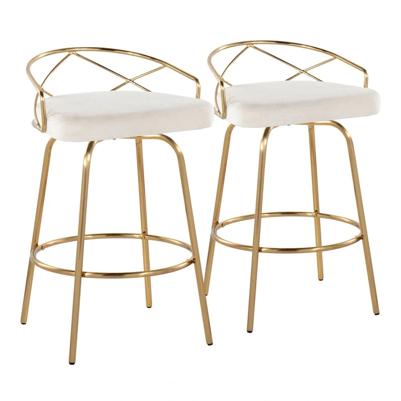 Silver Orchid Charlotte Glam 26  Fixed-Height Counter Stool (Set of 2)