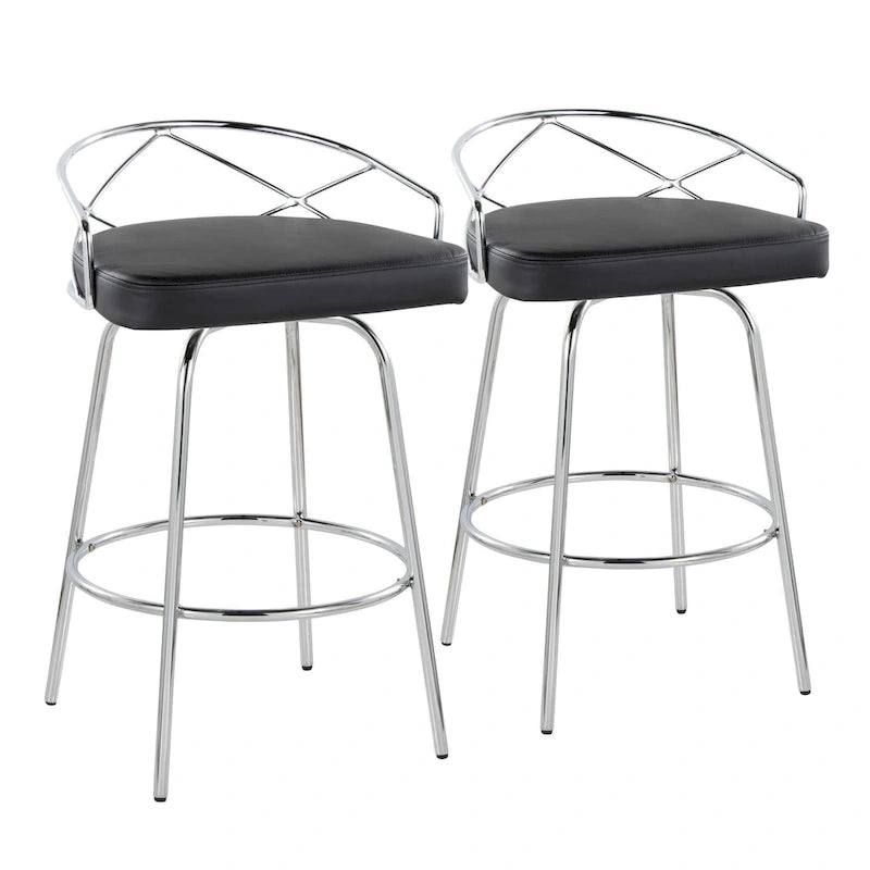 Silver Orchid Charlotte Glam 26  Fixed-Height Counter Stool (Set of 2)