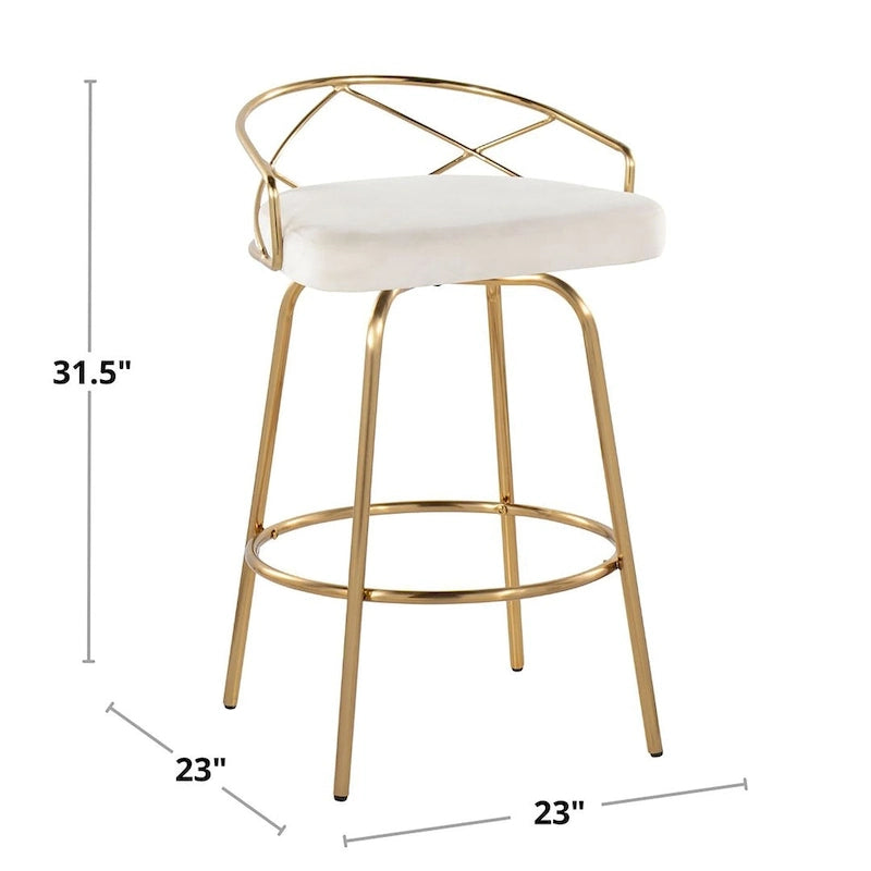 Silver Orchid Charlotte Glam 26  Fixed-Height Counter Stool (Set of 2)