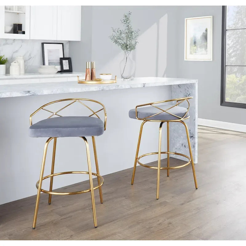 Silver Orchid Charlotte Glam 26  Fixed-Height Counter Stool (Set of 2)