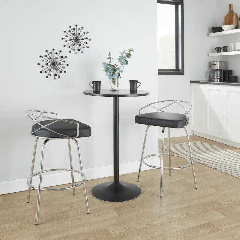 Silver Orchid Charlotte Glam 26  Fixed-Height Counter Stool (Set of 2)