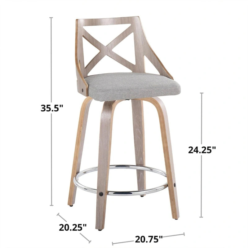 The Gray Barn Charlotte 24  Fixed-Height Counter Stool with Bent Wood Legs (Set of 2)