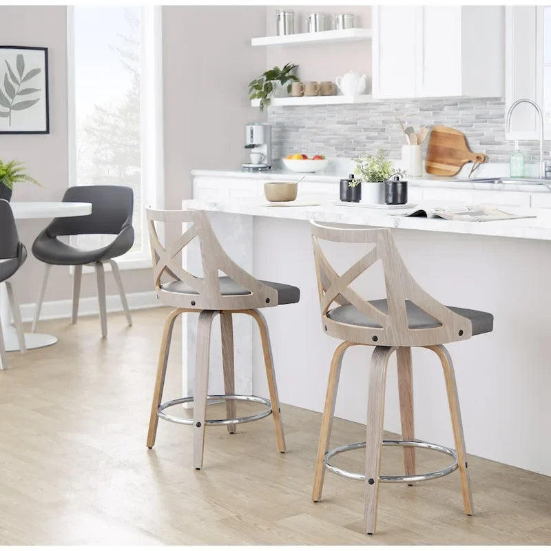 The Gray Barn Charlotte 24  Fixed-Height Counter Stool with Bent Wood Legs (Set of 2)