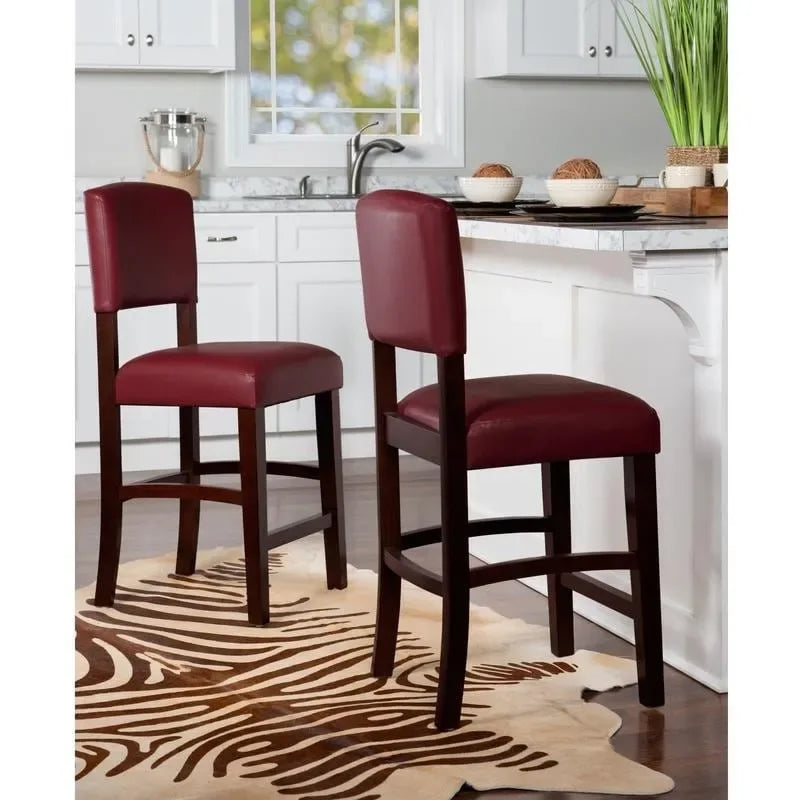 Linon Monte Carlo Stationary Counter Stool, Dark Red Vinyl - N/A
