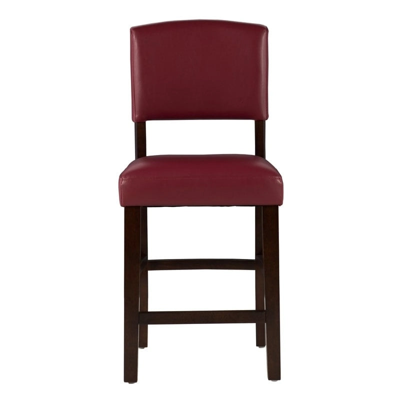 Linon Monte Carlo Stationary Counter Stool, Dark Red Vinyl - N/A