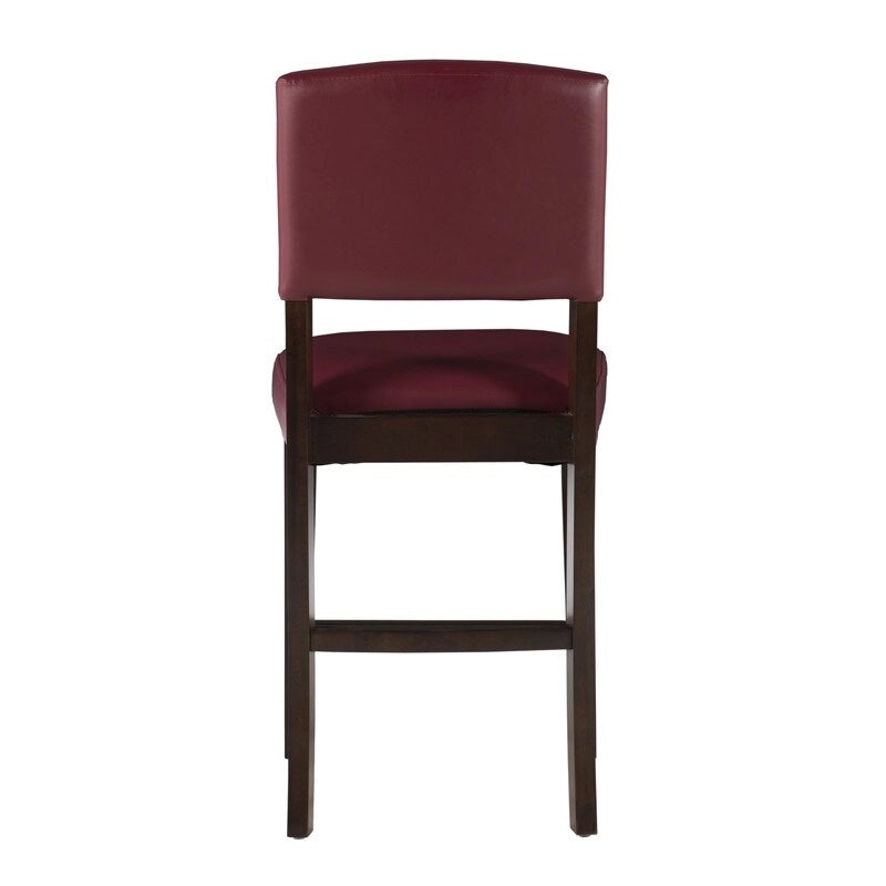 Linon Monte Carlo Stationary Counter Stool, Dark Red Vinyl - N/A