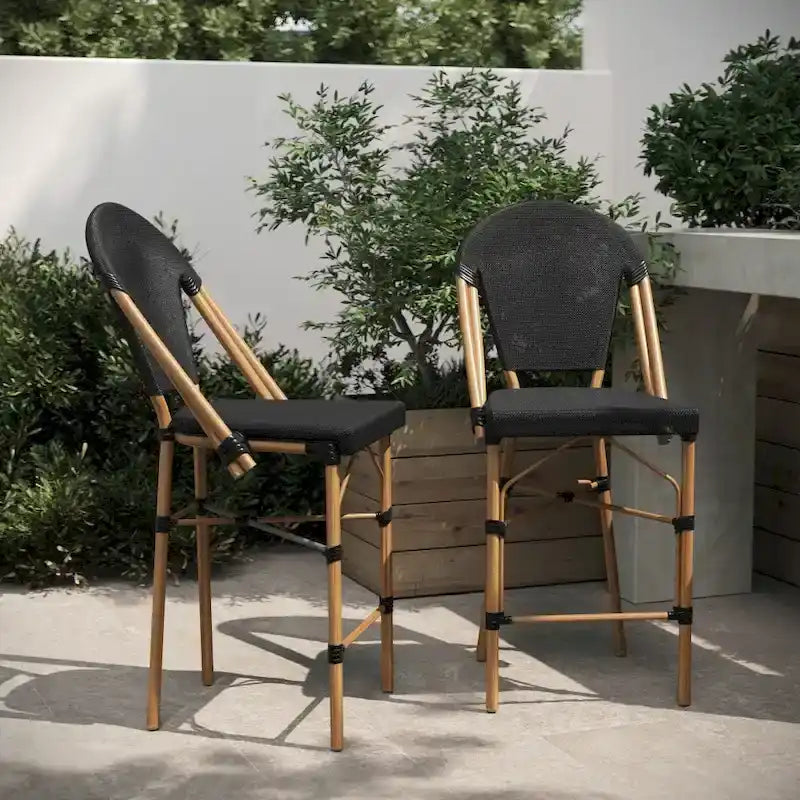 2PK Stacking Bistro Chair with Metal Frame & PE Seat