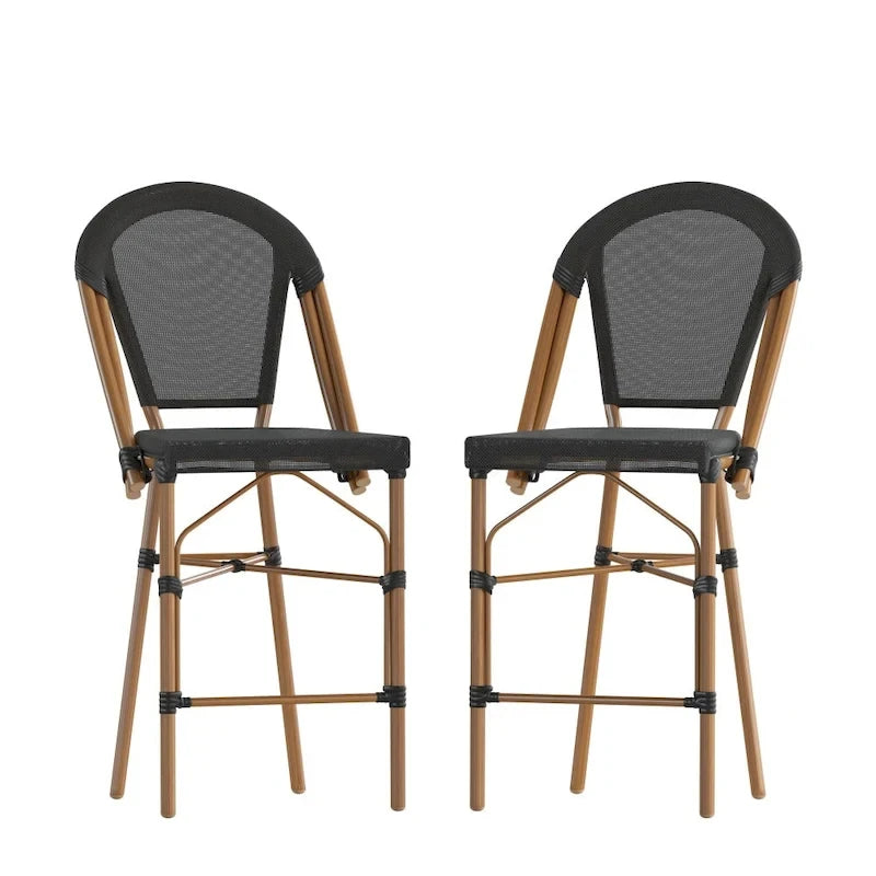 2PK Stacking Bistro Chair with Metal Frame & PE Seat