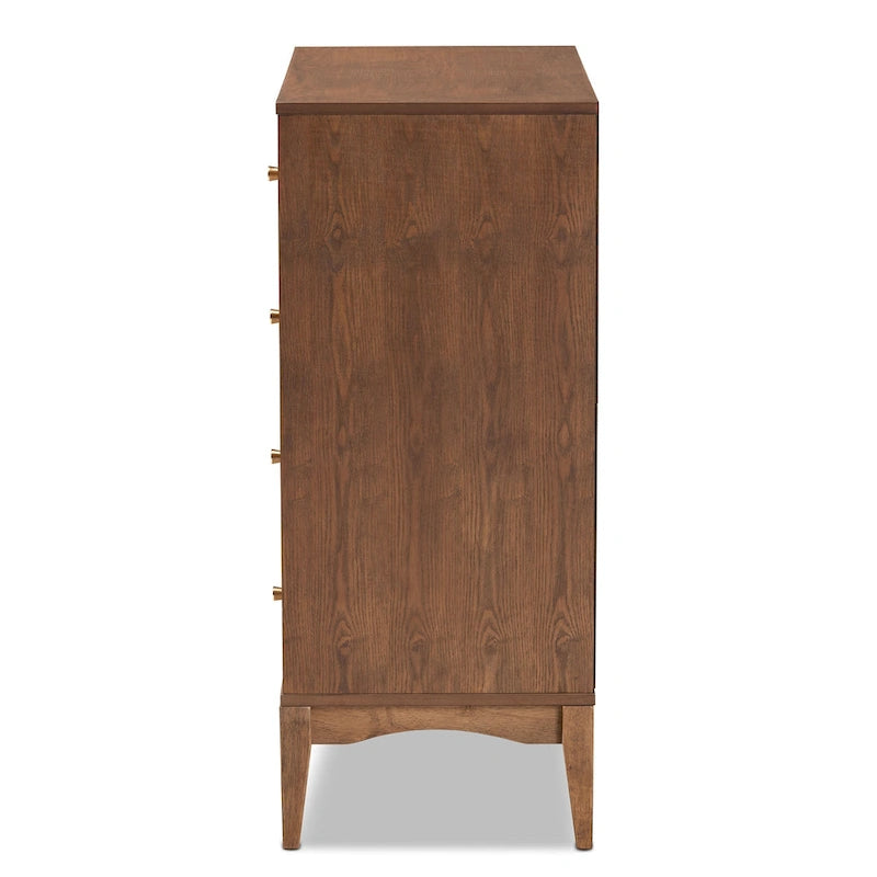 Landis Mid-Century Modern Ash Walnut Finished Wood 4-Drawer Chest