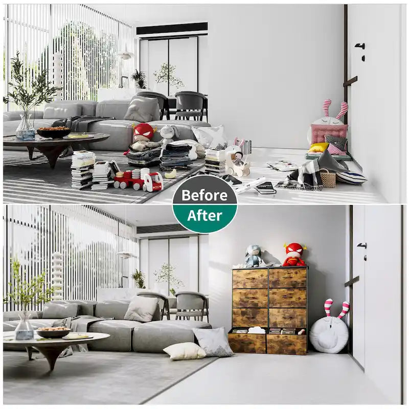 Modern 8-drawers Vertical Fabric Dresser Bedroom Storage Tower