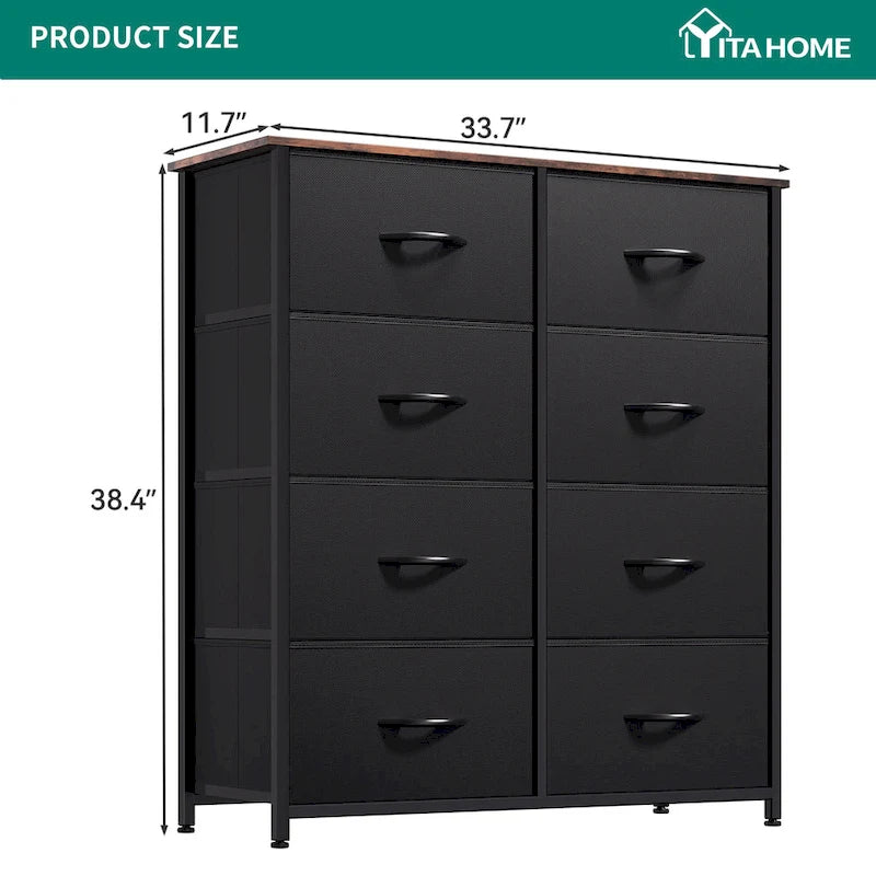 Modern 8-drawers Vertical Fabric Dresser Bedroom Storage Tower